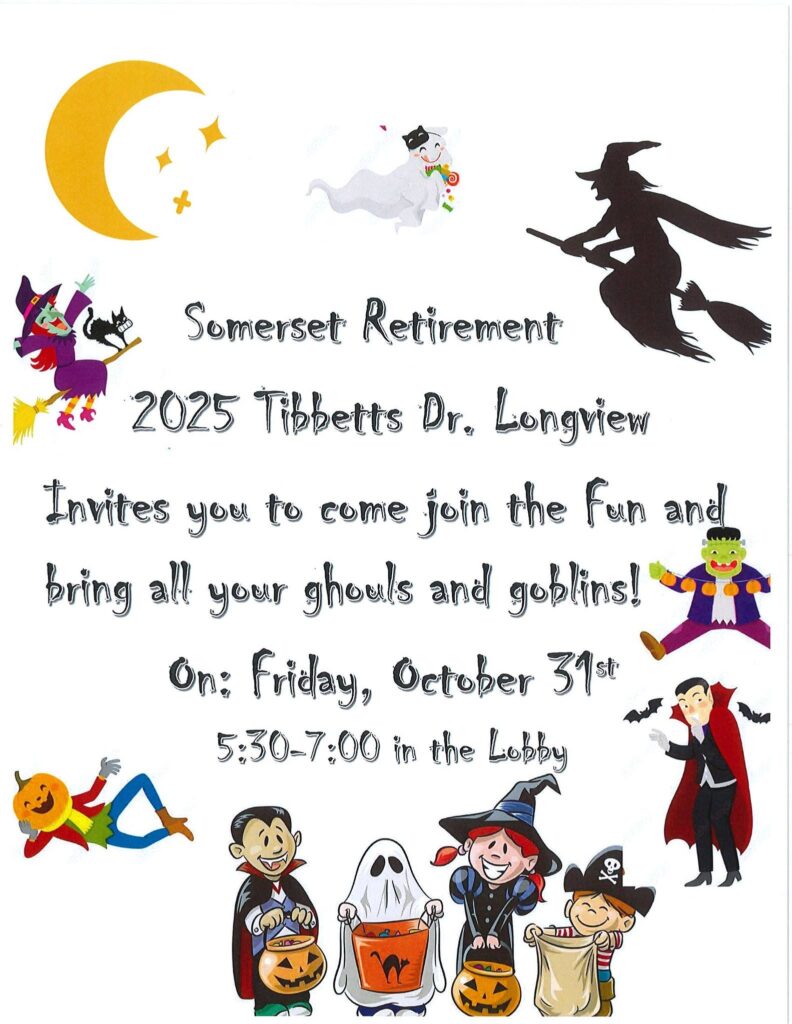 trick or treat, halloween, assisted living, retirement home, senior living, somerset, longview wa