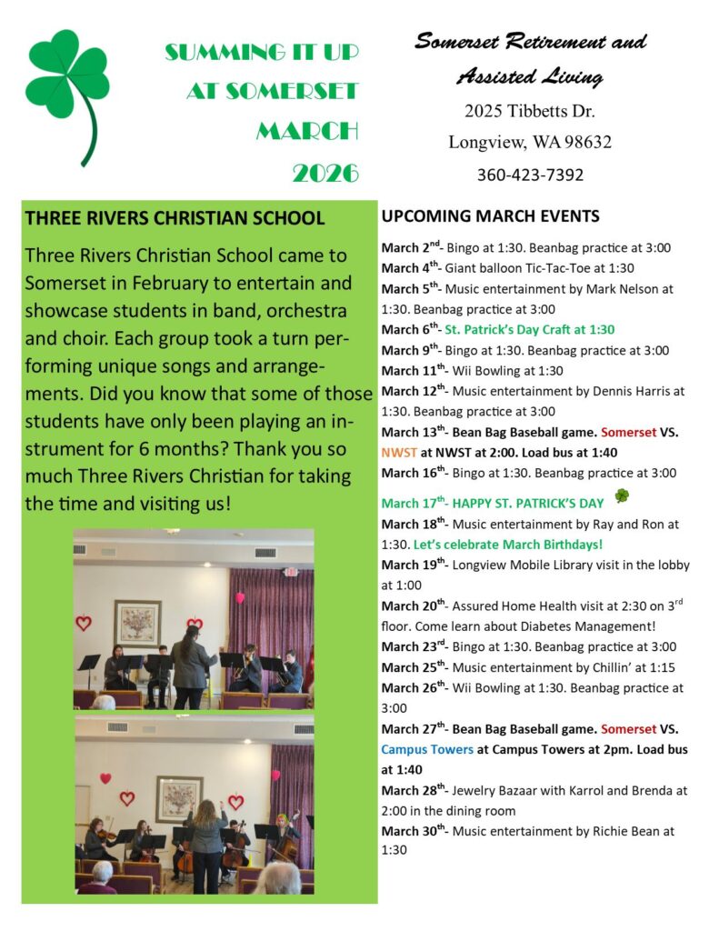 senior living news, assisted living, retirement home, senior news, retirement community, senior home, longview wa, somerset